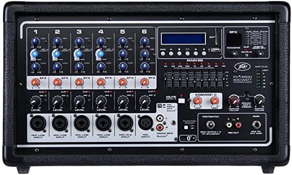 Peavey Pvi 6500 Potenciados Mixer 400W 6 Canales 6 Entradass Y Fx 2 Mics Y Cables 03601840 BUNDLE