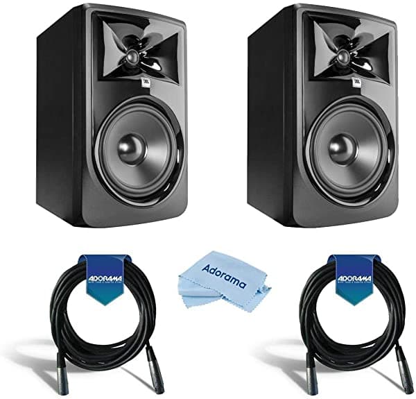 JBL 308P MkII Monitor de Estudio Activo de 8 Pulgadas, Par - Paquete Con Cables XLR
