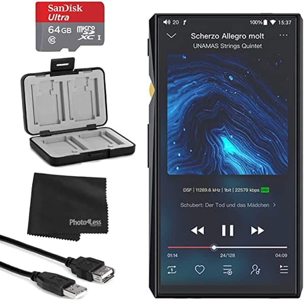 FiiO M11 Pro Reproductor de Música Inalámbrico Hi-Res Sin Pérdida Portátil + Tarjeta de Memoria SanDisk Ultra 64GB MicroSDXC + Adaptador de Tarjeta