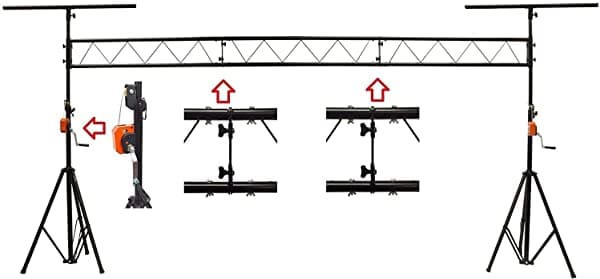 Cedarslink 15 'Subir Soporte Luz Dj Heavy Duty Truss Led Sistema De Iluminación 116 "Altura Nueva Ala Tuerca Sistema De Conexión Avanzada LK-XC15