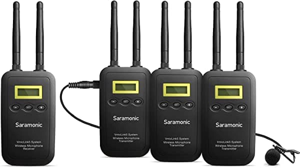 Saramonic 5.8 Ghz Inalámbrico Sistema De Micrófono Lavalier Vmiclink5 3 Transmisores & 1 Receptor Para Canon Eos T6 Nikon D3300 D3400 Panasonic Dslr Videocámara De La Cámara Slr