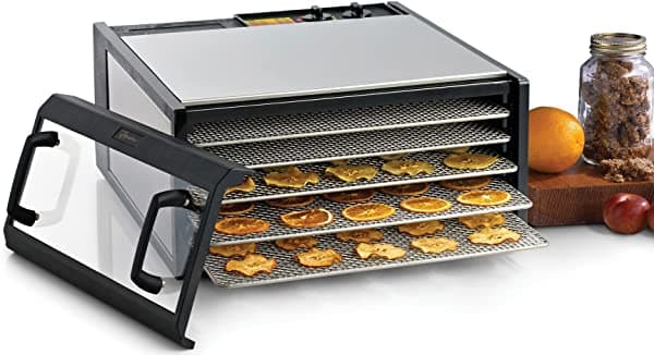Excalibur D500Cdshd Deshidratador De Alimentos Eléctrico Con Puerta Transparente Para Ver El Progreso Cuenta Con Ajustes De Temperatura De Temporizador De 26 Horas Y Apagado Automático Fabricado En Estados Unidos 5 Bandejas Plata