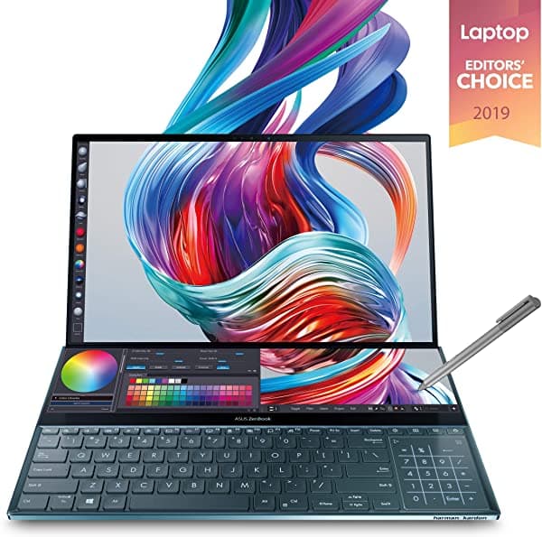 Amazon Renewed Asus ZenBook Pro Duo UX581 15.6" 4K UHD NanoEdge Bisel Touch Intel Core i7-9750H 16GB RAM 1TB PCIe SSD GeForce RTX 2060 ScreenPad Plus Windows 10 Pro UX581GV-XB74T Celestial Blue (Reacondicionado)