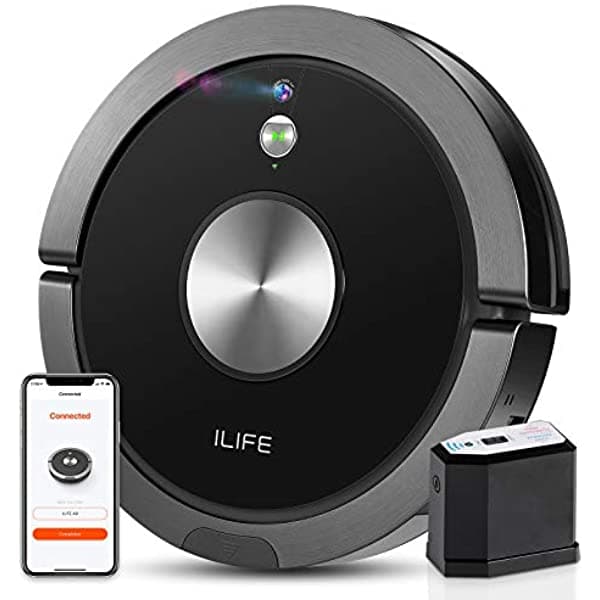 Aspiradora Ilife A9 Mapeo Conexión Wi-Fi Cubo De Basura Celular Succión Fuerte Cepillo De Rodillo 2 En 1 Autocarga Delgado Silencioso Compatible Con Alexa Ideal Para Suelos Duros A Alfombras De Pelo Medio.