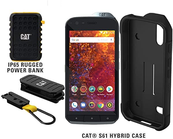 Cat S61 Single Sim 64Gb Smartphone Desbloqueado Con Cámara De Imagen Térmica Flir Integrada Banco De Energía Robusto De 10.000 Mah Y Funda Híbrida Cat S61.