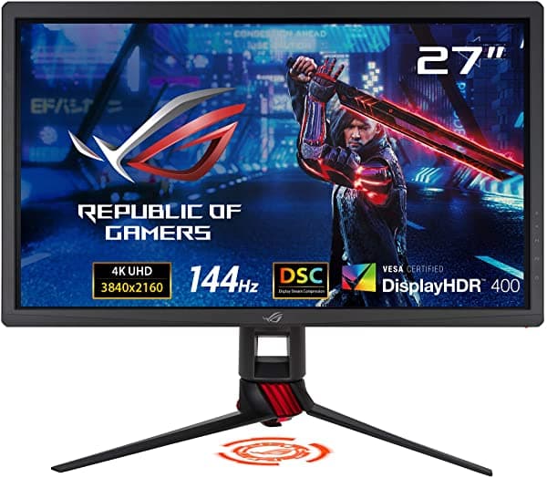 Asus Rog Strix 27" 4K Hdr Dsc Gaming Monitor (Xg27Uq) - Uhd (3840 X 2160) Ips 144Hz 1Ms Adaptive-Sync G-Sync Compatible Displayhdr 400 90% Dci-P3 Aura Sync Vesa Mountable Displayport Hdmi