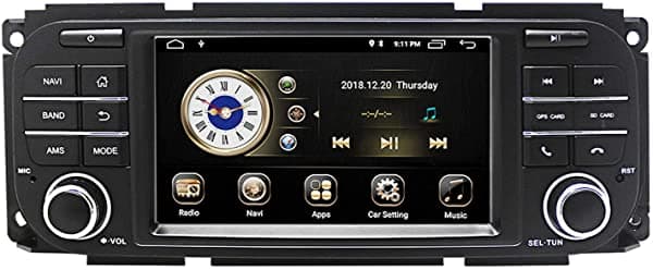 YULU Estereo Para Auto con Navegacion en Tablero Para Jeep Grand Cherokee Dodge Ram Sebring Pantalla Tactil de 5 Pulgadas Android 9.0 Single Din Bluetooth Con Camara de Vision Trasera Tarjeta SD 16GB Microfono 3.5mm