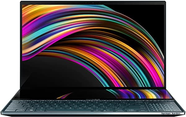 Asus ZenBook Pro Duo UX581 - Notebook Pantalla Tactil 4K UHD de 15.6 Pulgadas Intel Core i9-10980HK 32 GB de RAM SSD PCIe de 1 TB GeForce RTX 2060 ScreenPad Plus Windows 10 Pro Azul Celestial UX581LV-XS94T