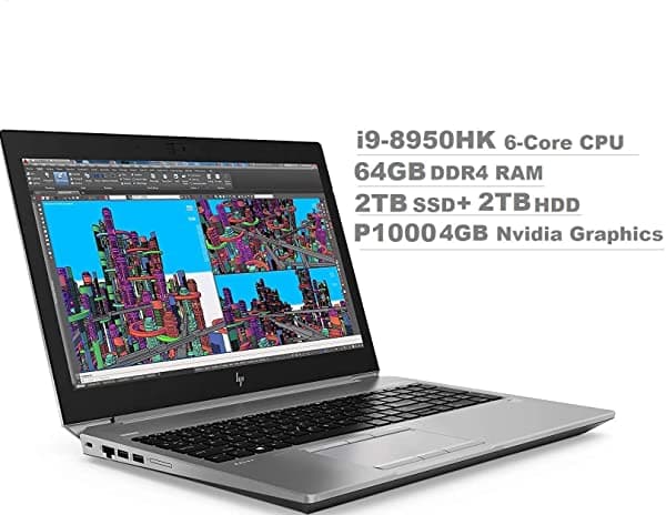 2020 Hp Zbook 15 G5 15.6" Fhd (1920X1080) Mobile Workstation Laptop (Intel 6-Core I9-8950Hk 64Gb Ddr4 Ram 2Tb Pcie Ssd+2Tb Hdd Quadro P1000) 2 X Thunderbolt 3 Backlit Fingerprint Windows 10 Pro