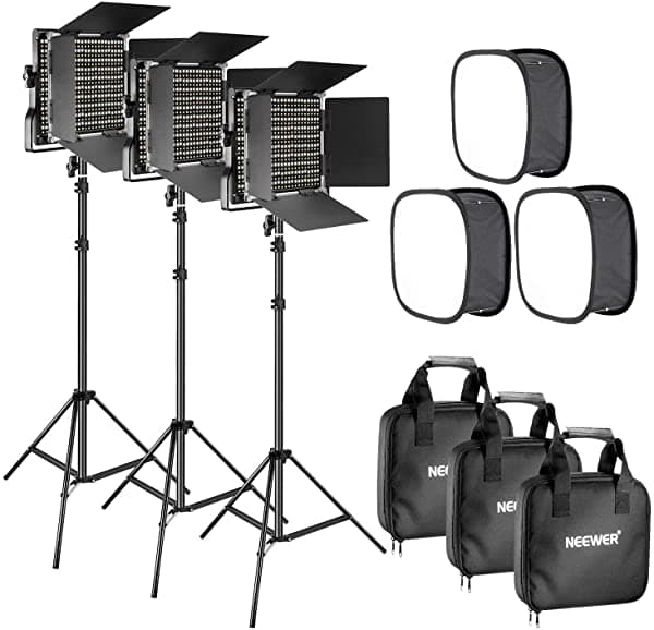 Neewer 3 Paquetes De Luz De Video Bicolor 660 Led Con Soporte Y Kit De Caja De Luz (3) 3200-5600K Cri96+ Luz Regulable Con Soporte En U Y Barndoor (3) Soporte De Luz (3) Caja De Luz Para Estudio Fotografía De Vídeo 90096446