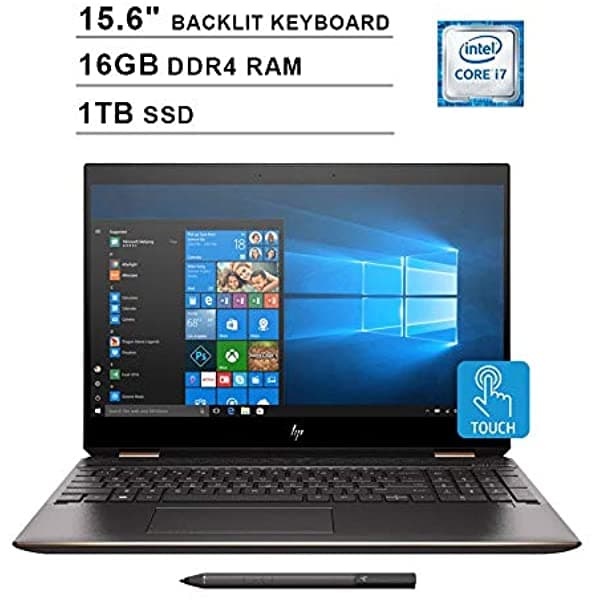 Hp 2019 Spectre X360 15.6 Pulgadas 4K Ips Pantalla Táctil 2-En-1 Portátil (Intel Quad Core I7-8565U Hasta 46 Ghz 16Gb Ram 1Tb Ssd Teclado Retroiluminado Nvidia Geforce Mx150 Wifi Bluetooth Windows 10 Home)