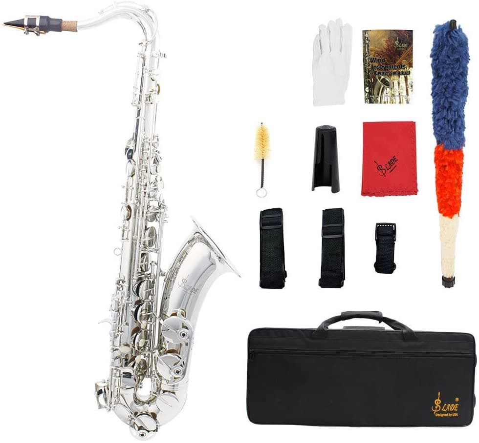 Ammoontenor Saxofónbb Saxo De Latón Patrón Tallado Botones De Carcasa Blanca Instrumento Case Cadena De Taller Cincel De Grasa De Grasa TRK4470986457592EU