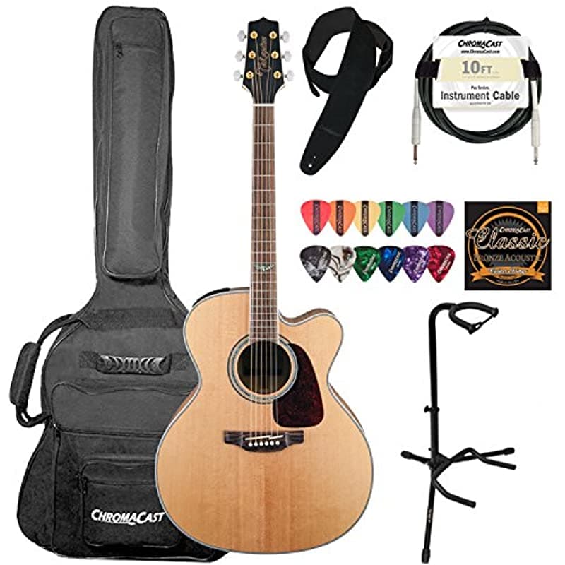Takamine GJ72CE-NAT Jumbo Cutaway 6 cuerdas Guitarra electroacústica Kit Incluye ChromaCast gamuza