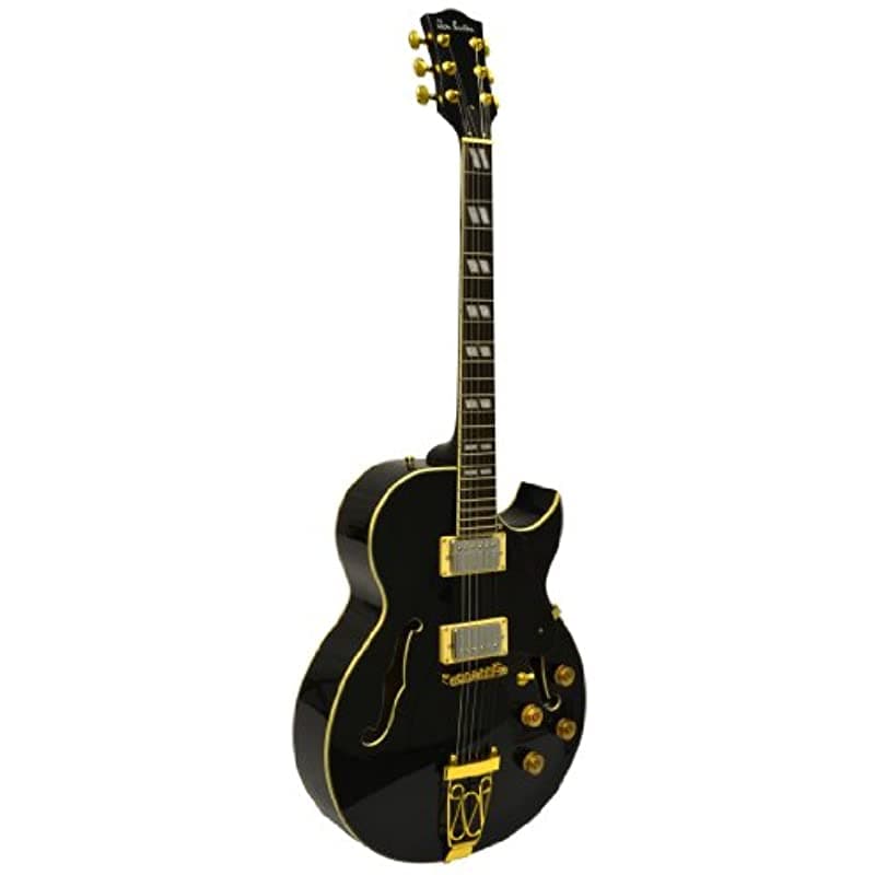 Glen Burton Ge775-Chic-Qbkchicago Hollowbody Guitarra Eléctrica Humbucker Black Gold Chrome