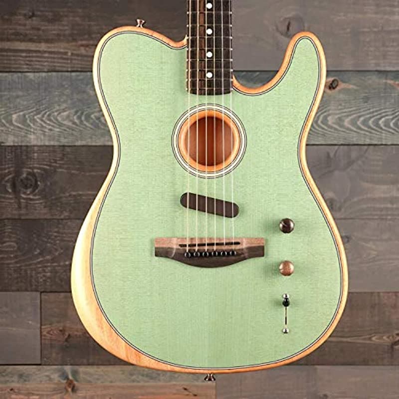 Fender American Acoustasonic Telecaster - Guitarra Electroacústica Surf Green con Diapasón de Ébano y Funda Acolchada 972013257