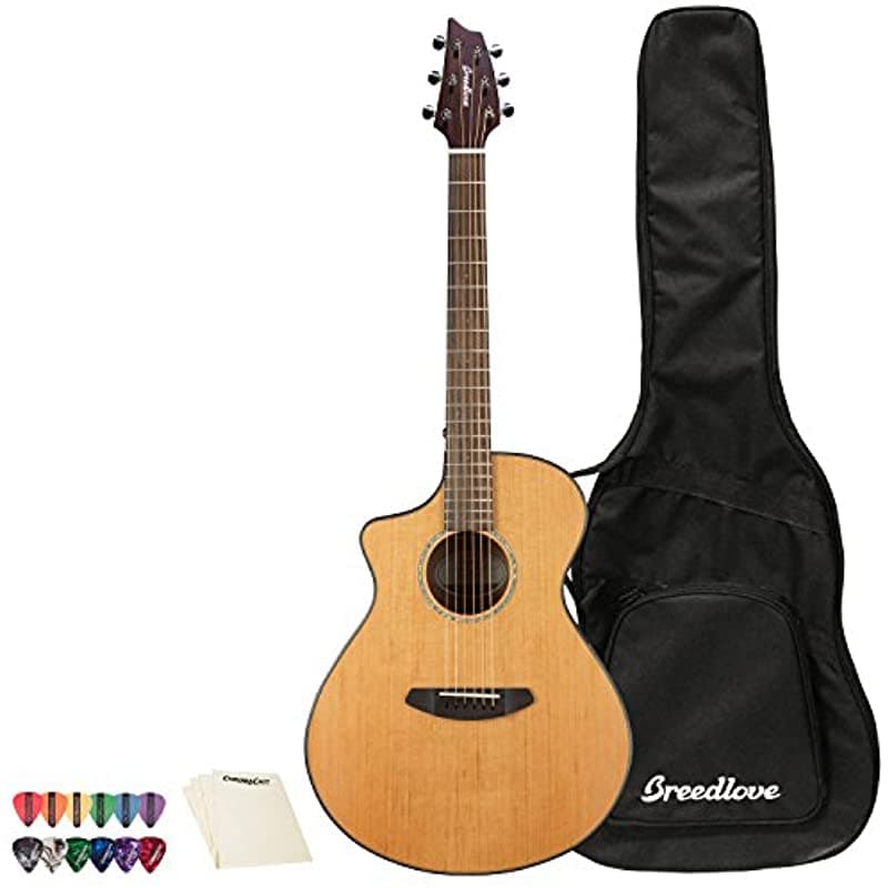 Breedlove Pursuit Concert Ce Red Cedar-Mahobany Electroacústica Chromacast 12 Pick Sampler & Polish Cloth PSCN01LCERCMA(2)-KIT-1