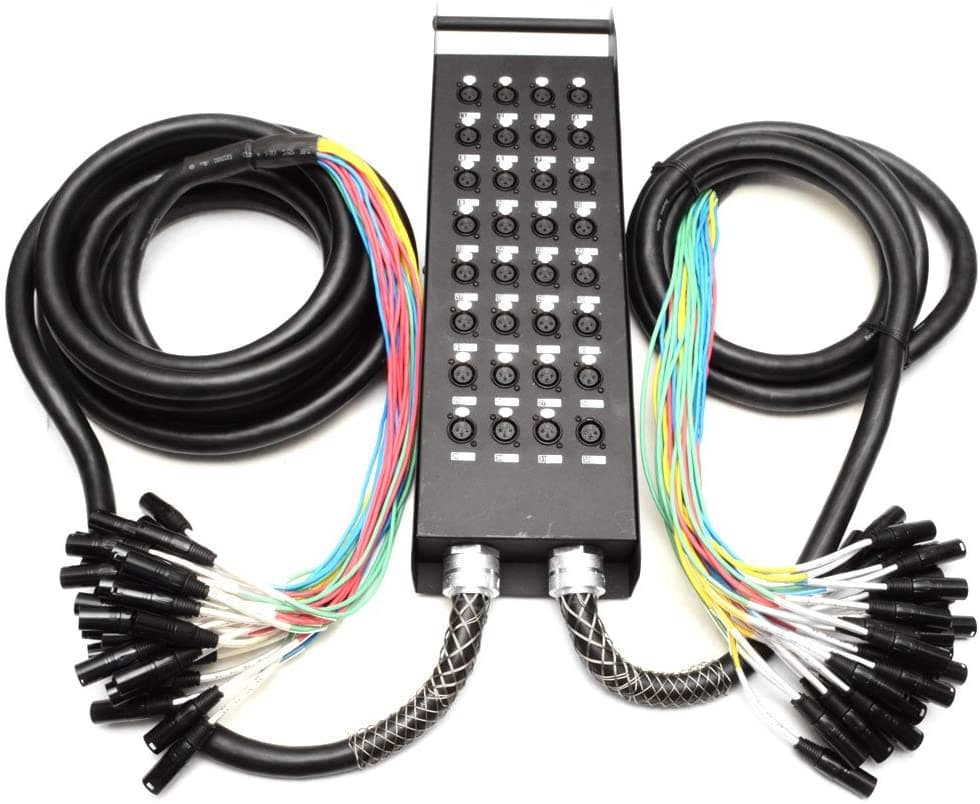 Audio Sísmico - Nuevo Cable Divisor Xlr De 32 Canales Con Caja - Dos Troncos De 15' Y 30' Fantails - Pro Audio Stage Studio Road Split Y Cables De Extensión SATSS-32x1530