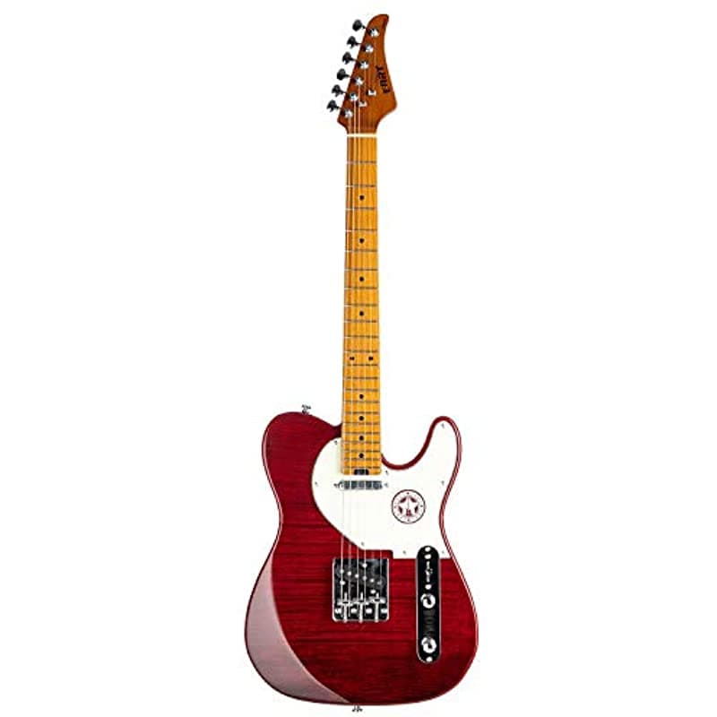 Eart - Guitarra Eléctrica Telecaster Clásica Con Diapasón De Arce Trastes De Acero Inoxidable Chapa Atigrada Rojo Vino NK-C1