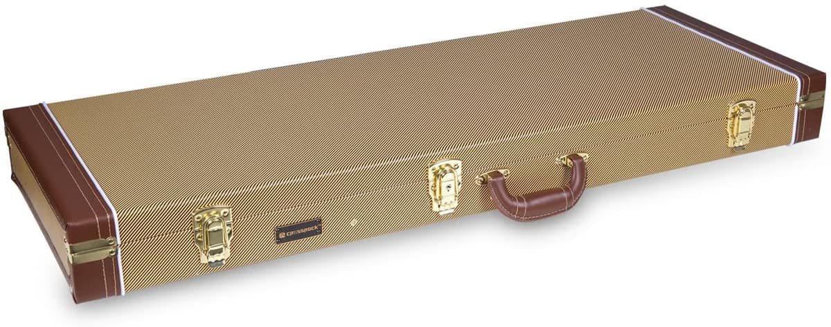 Crossrock Estuche De Madera De Múltiples Capas De Estilo Final En Forma En Vinilo Tweed Crw600Etw-2