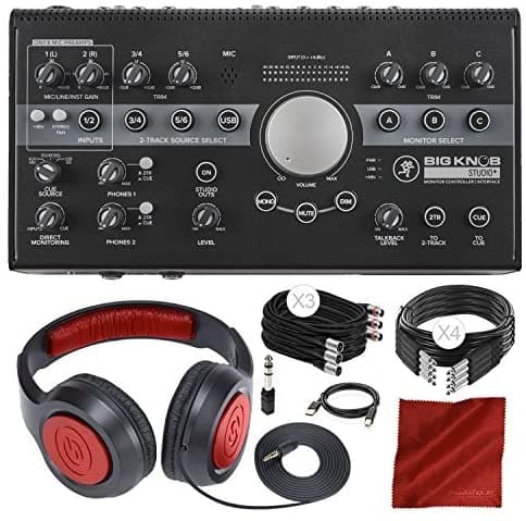 Photo Savings Mackie Big Knob Studio Plus Driver De Monitor Interfaz Y Deluxe Bundle Con Auriculares Cerrados + Cables + Más PS-BIG KNOB STUDIO+_D