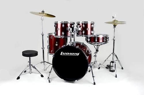 Ludwig 5 Piezas Drum Tambor Hardware Y Platillo Red Foil