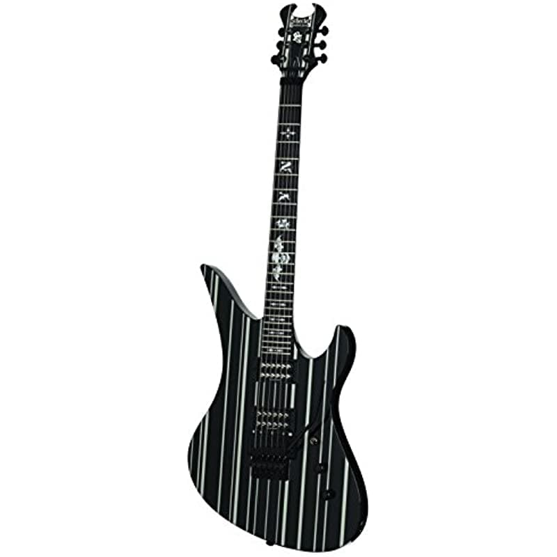 Schecter Synyster Gates Custom Guitarra Eléctrica Negra con Rayas Plateadas - Excelente sonido y diseño icónico para rock y metal SYNYSTER-CST-BLK/SLV