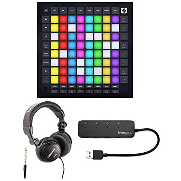 Novation Launchpad Pro Mk3 Pack Con Auriculares Th-03 Over-Ear Y Knox Gear 3.0 Hub Usb De 4 Puertos (3 Piezas) ANOVLPD13K1