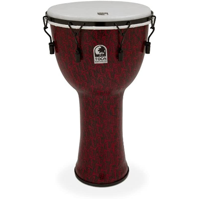 Toca TF2DM-14RMB Freestyle II Djembe Afinado Mecánicamente de 14 Pulgadas con Bolsa - Acabado en Rojo Máscara
