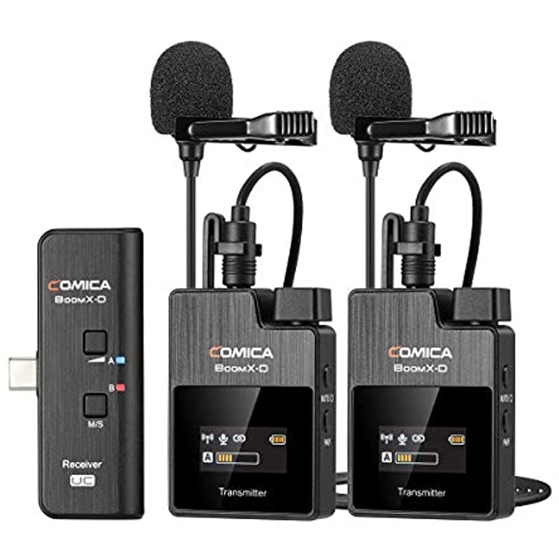 Frunsi Comica BoomX-D 2.4G Micrófono Corbatero Lavalier Digital Inalámbrico 1-Trigger-2, Sistema USB-C para PC, Transmisor y Receptor Tipo C UC2 = TX + TX + UC RX