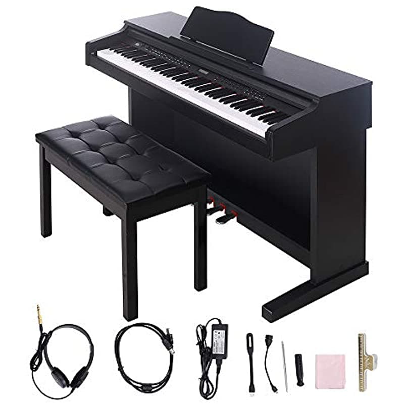 Redd Royal Rainbow Tree Digital Piano Portátil 88 Llave De Piano Eléctrico Pesado Adultos Para Principiantes 3 Pedaleramusic Standpower Adapter Auricularinstruction Y Bench Black