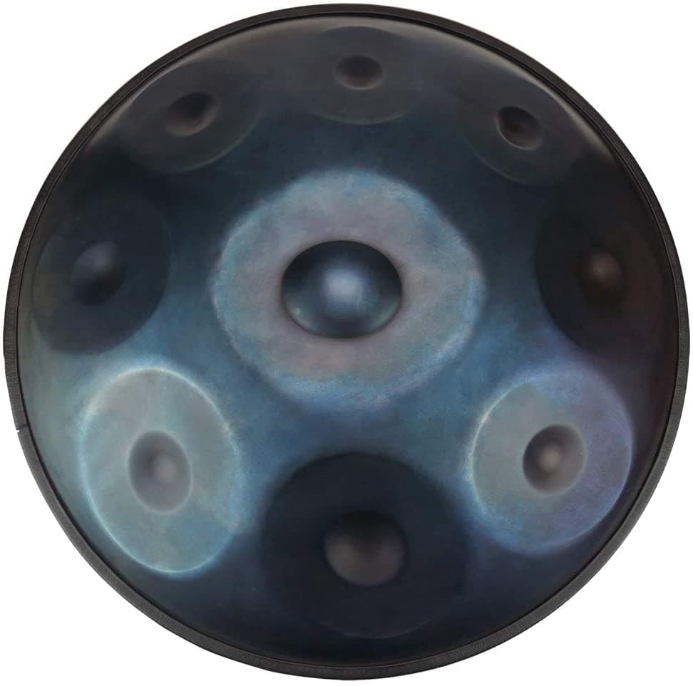 Handpan "Lark Music" en Re Menor 9 Notas de Acero + Funda Blanda (22.8 Pulgadas) Azul Profundo (Re Menor) 9 Notas D3 A Bb C D E F G A HP004