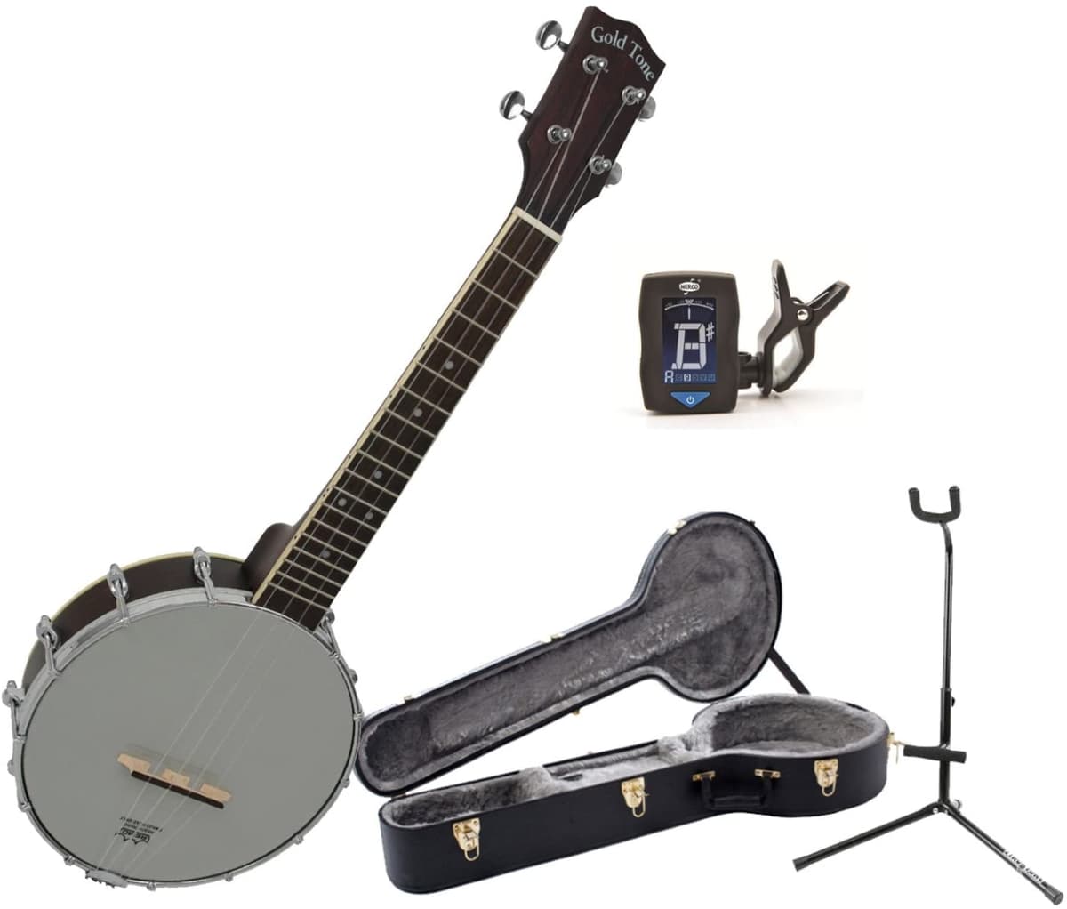 Gold Tone Buc Concert Banjo Uke Banjolele Case Afinador Y Stand BUC BUNDLE