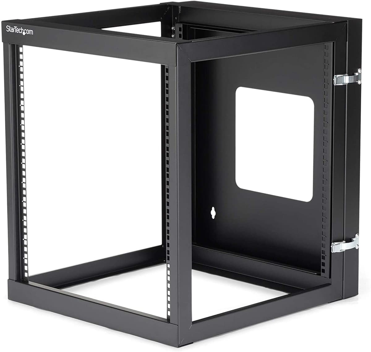 Startech.Com 12U Bisagra Open Frame Wall Mount Server Rack 4 Post 22 In. Gabinete De Estante De Equipo De Red De Profundidad Capacidad De 140 Libras Rk1219Wallohblack