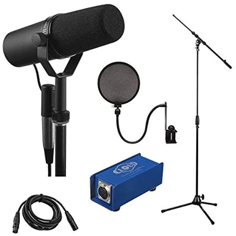 Shure Sm7B Cardiodo Dynamic Studio Voces Micrófono Bundle Cloud Mic Cloudlifter Cl-1 Activador De Micrófono De Un Solo Canal Trípode Filtro De Micrófono Pop Filtro Xlr