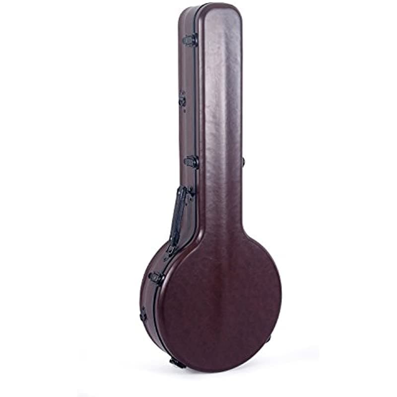 Crossrock Crf1000Bjbrl Fiberglass Hardshell 5-Cuerdas Resonador Banjo Case En Cuero Marrón