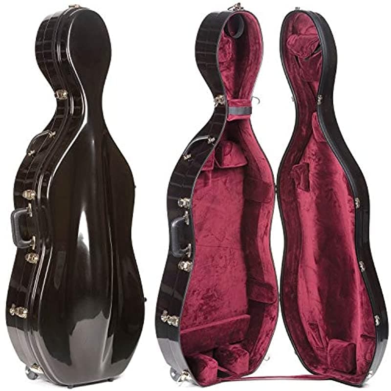 Bobelock 2000W fibra de vidrio Wine Black 4/4 con ruedas, estuche de violonchelo BHBU0503A329