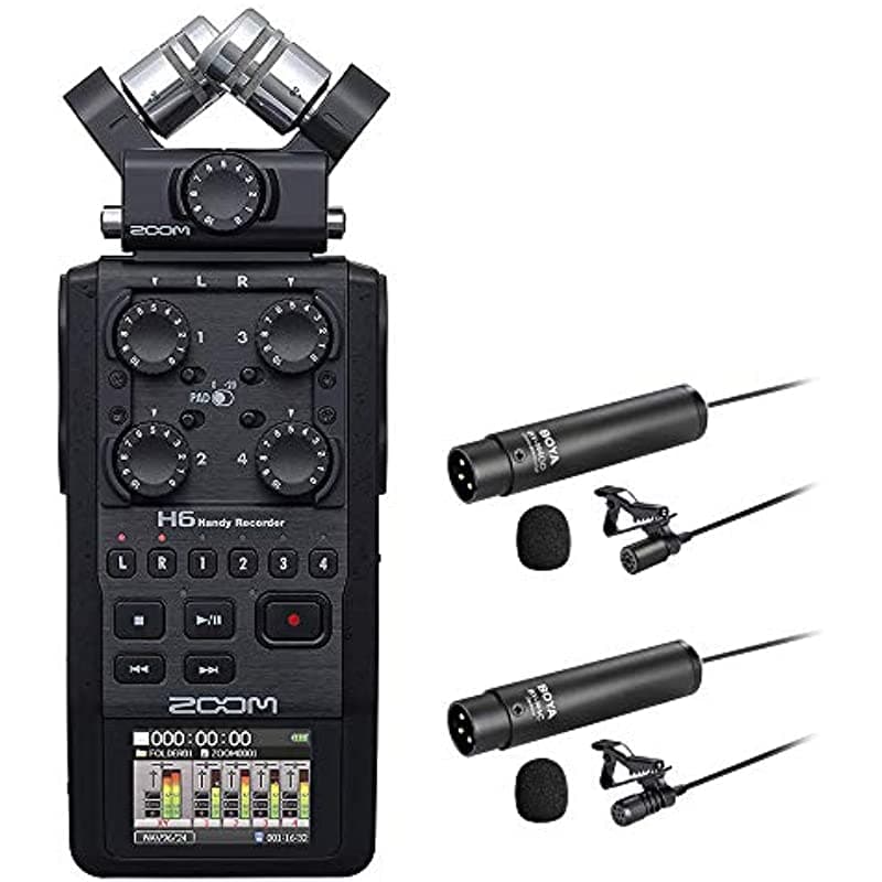 Zoom H6 - Grabadora Portátil De 6 Pistas/6 Entradas Con Cápsula De Micrófono Individual Boya Omnidireccional Y Cardioide Xlr Lavalier