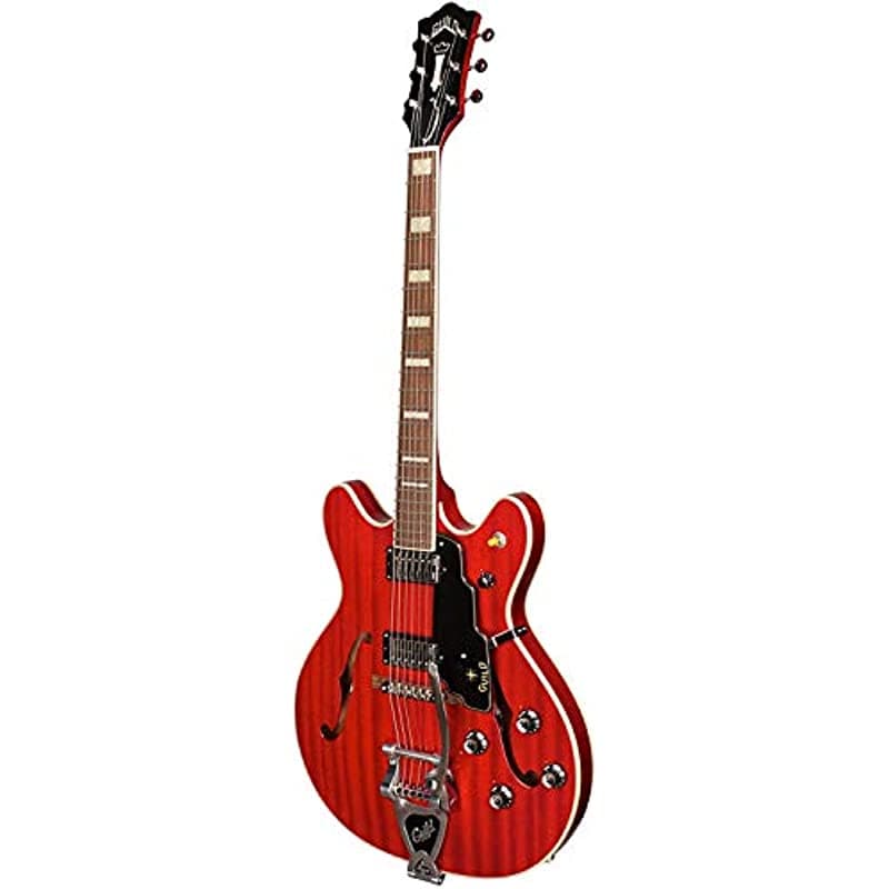 Guild Guitarra Starfire V Cuerpo Semi-Hueco Guitarra Eléctrica Cherry Red Tremolo Ark St. Collection Hardshell Case Starfire V w/ GVT CHR