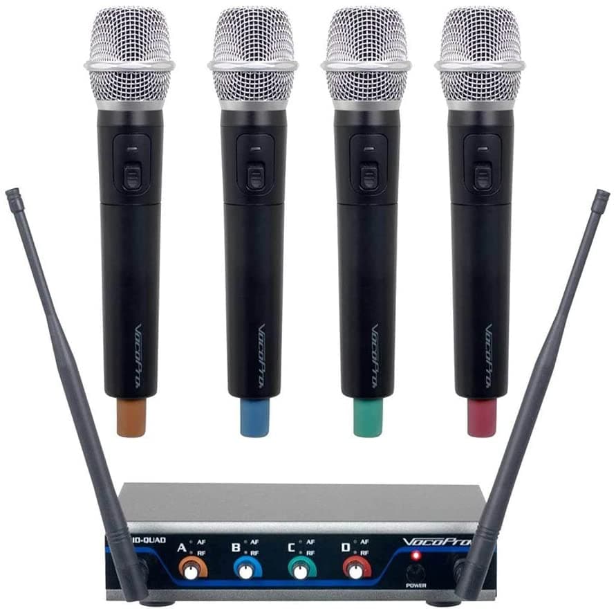 Vocopro 4 Canales Híbrido Uhf/Dsp Con Sistema De Micrófono Hh - Hybridquadh1 Negro DIGITALQUADH1