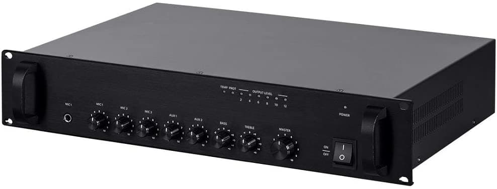 Monoprice Commercial Audio 240W 5Ch 100 70V Amp Micrófono Prioridad Sin Logotipo