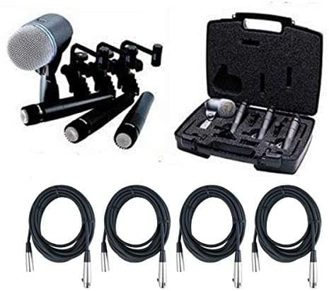 Shure Dmk57-52 Drum Micrófono Kit + 4 Xlr Cables Bundle 8 Elementos