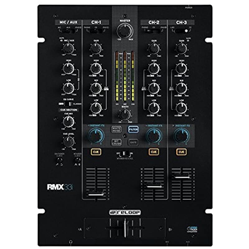 Reloop Rmx-33I Dj Scratch Battle Con 3 + 1 Canali E Eftetti Colorati Sonori Integrati Eq A 3 Bandas Kill Classic E Compatibilità Indofader Por Dvs Ipad E Yroid Nero AMS-RMX-33I