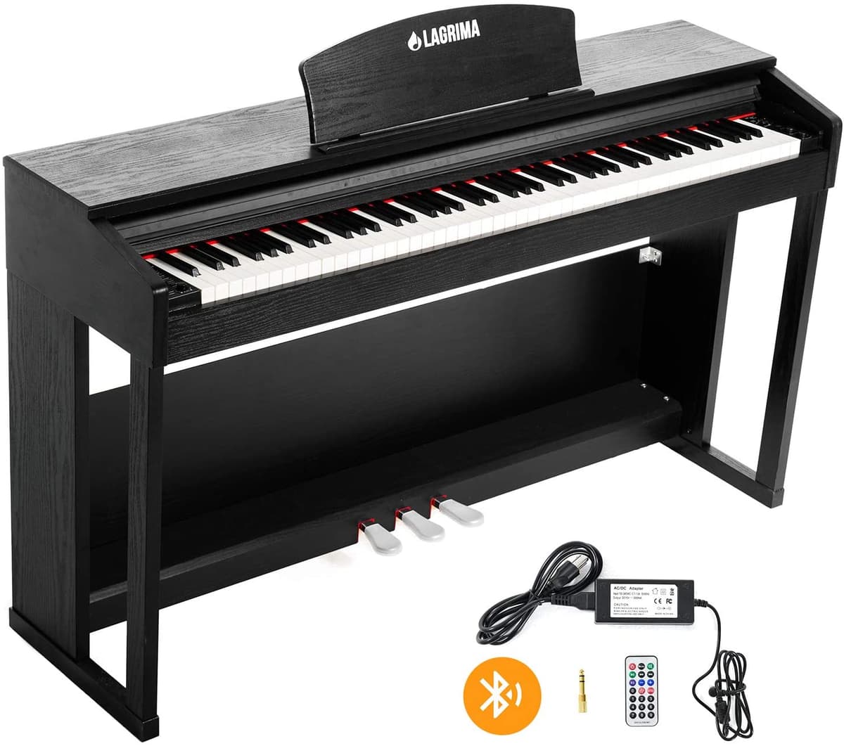 Lagrima 88 Piano Digital Peso Pesulado Bluetooth & Mp3 Control Remoto Control Remoto Fuente 3 Pedals Libro De Instrucciones Midi Auricular Audio Función Traje De Salida De Audio Para Niños Adultos Para Adolescentes 6010205400#LA