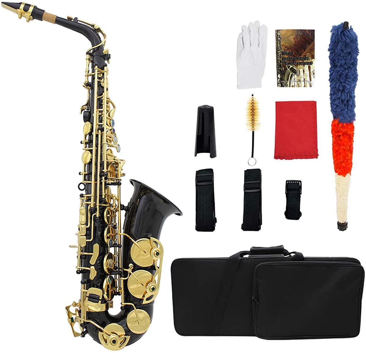 Ammoon - Saxofón alto Eb (E-Flat) con guantes, paño de limpieza y correa de tela ammoonI1643B