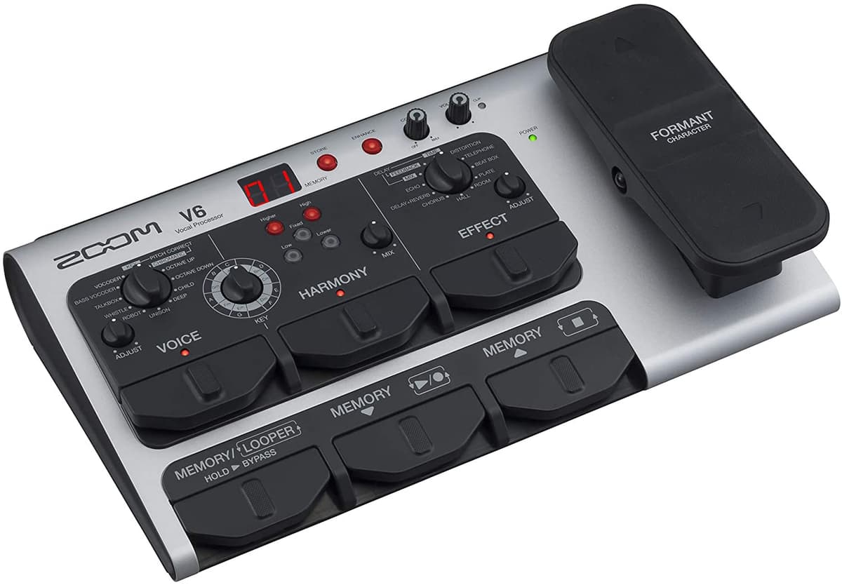 Zoom V6 - Procesador de voces, pedal de efectos de voces, pedal de formante, armonía, looper, 10 efectos de calidad de estudio, incluye micrófono SGV-6, para estudio y performance en vivo