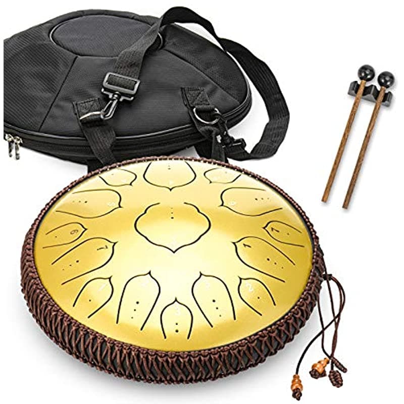 Zakjj Handpan Tongue Tambor 15 Notas 14 Pulgadas Tambor De Tambor De Acero Percusiónmo Tambor Instrumento Fondagold