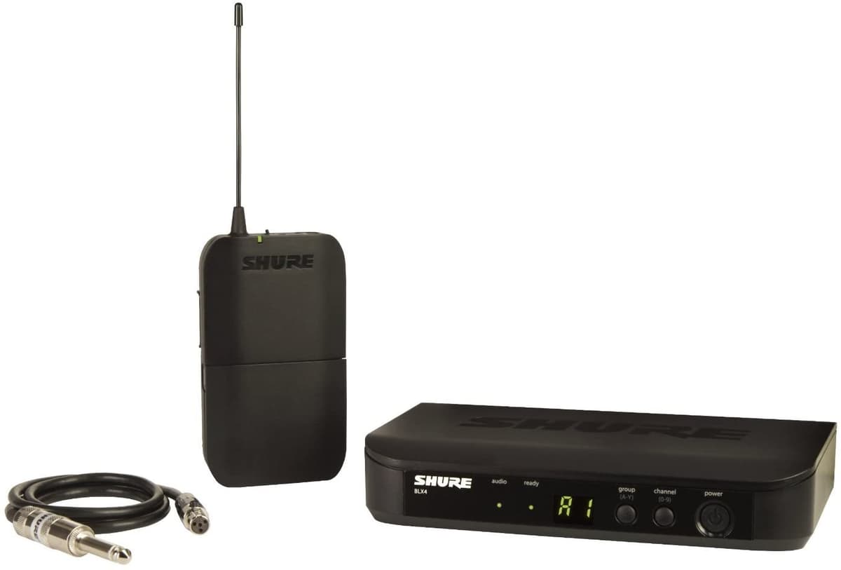 Shure BLX14 - Sistema inalámbrico con bodypack y cable de instrumento WA302 para guitarra y bajo BLX14-H10