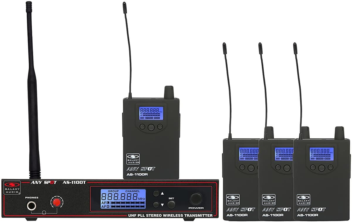 Galaxy Audio AS-1100-4 Band Pack Sistema de Monitor In-Ear Inalámbrico Código D 584MHz 607MHz GAA AS11004D