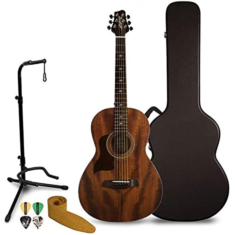 Sawtooth La Serie De Caoba Zurda Solid De Caoba Sólida Top Acústica-Electric Guitarra Case Duro Y Accesorios ST-MH-AEP-LH-KIT-2