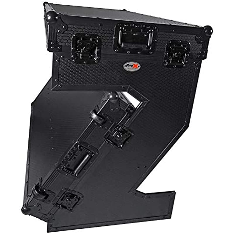 Prox Xs-Ztablebl Mk2 Dj Z-Table Ultimate Estación De Trabajo Portátil Flight Caso Mesa Con Asas Y Ruedas Diseño Negro Sobre Negro